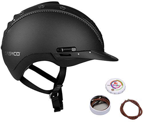 Casco Reithelm MISTRALL-2 schwarz L-XL (60-63cm) + MyStyle Wechselstreifen braun reflex
