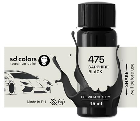 SD COLORS ZAPPHIRE BLACK 475 - Vernice per ritocchi da 15 ML, per riparazione graffi e scheggiature, codice colore 475, colore nero zaffiro (solo vernice)