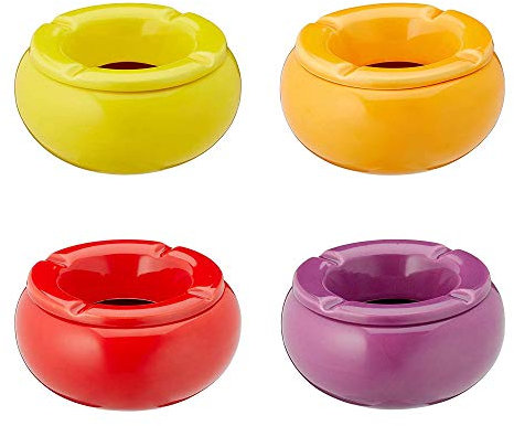 Sturmaschenbecher 4er Set | Ø 11,5cm | Windaschenbecher in 4 Farben | Aschenbecher für Garten und Balkon