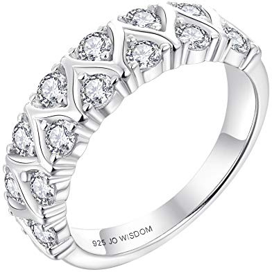 JO WISDOM Damen Ring Silber 925,Verlobungsring Jubiläumsring Promise Ring mit 2.5mm 5A Zirkonia, Schmuck für Frauen