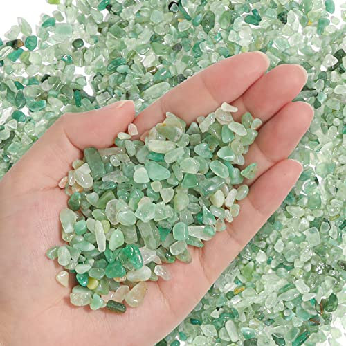 T4U Crystal Chips Stone Crushed Quartz Jade Pebbles 450g (1 lb), Fluorite Tumbled Gravel Small Decorative Pebbles, Mini Polished Rocks Sand Pieces for Craft, Vases Filler, Plant, Aquarium Gravel Rocks