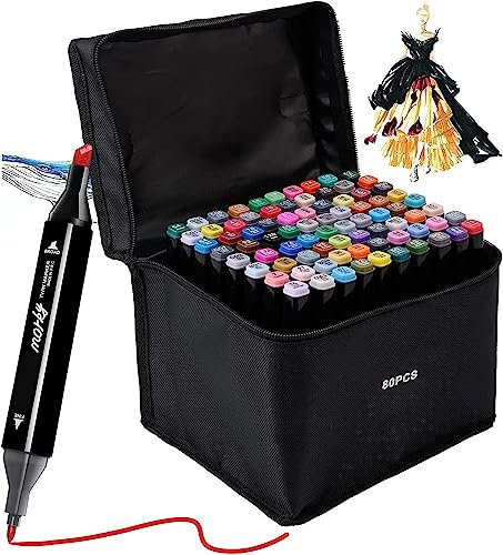 Kebuye ebuye Alkohol Marker Set, Alcohol Twin Marker 80 Farben, Meißel & Feine Verdoppelt Spitzt Alkohol Permanenter Marker Stifte für Manga, Design, Malerei, Zeichnung