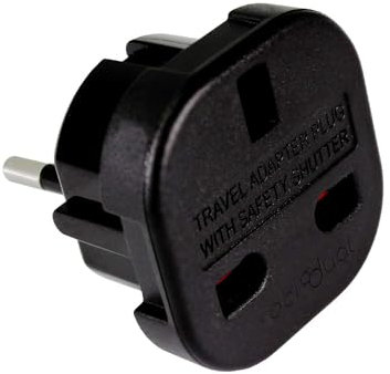 OcioDual Adaptateur Prise Anglaise, Prise Anglaise Adaptateur Francais, Dubai, Irlande, Angleterre, Convertisseur de EU vers UK, Europe ver UK Adapter, 3 Broches vers 2 Broches, Noir