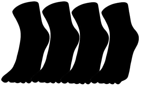 Chaussettes à orteils coton 99% T. 39-43/77% T. 44-46 pour homme à cinq doigts Socks Midi M908 (FR/ES, Numérique, 39, 43, Taille normale, Taille normale, Noir x 4)