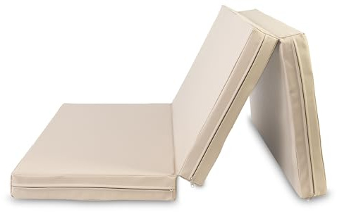 Jeflex - beige klappbare Weichbodenmatte & Turnmatte 150 x 100 x 8 cm MADE IN GERMANY/Gymnastikmatte tragbar/platzsparende Fitnessmatte & Yogamatte/Spielmatte für Kinderzimmer