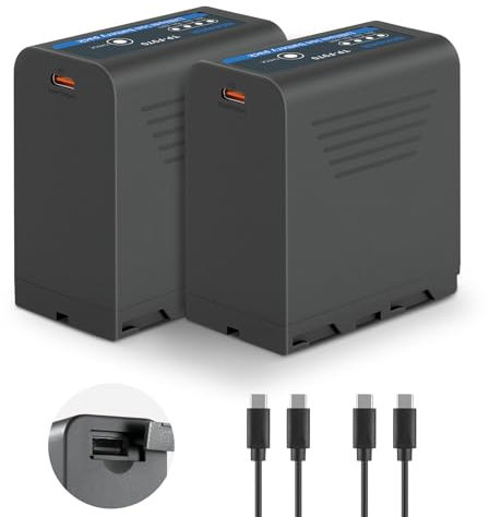 Neewer BASICS 2Pcs NP-F970 Replacement Batteries 7800mAh, Compatible with Sony NP-F550 750 950 970 FX3 FX30 A7 Canon R5 Nikon Z8 Camera Camcorder LED Light Monitor, 30W Type C PD Fast Charge, TP-F970