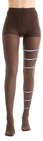Gi&Gi Medizinische Kompressionsstrumpfhose für Damen, 140 DEN 18-21 MMHG, Klasse 1, formende Socken für Damen, aus blickdichter Mikrofaser (BROWN, L)