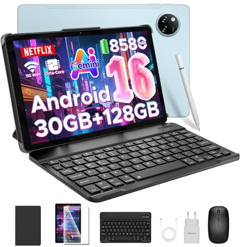 DOOGEE Tab A9 PRO+ Android 16 Tablets con Tastiera e Penna, Tablet 11 Pollici, 30GB RAM+128GB ROM/TF 2TB, 8580mAh 5G WiFi, Octa-Core PC,Gemini AI/Widevine L1/13MP/GPS/OTG/Doppi altoparlanti/3.5mm Jack