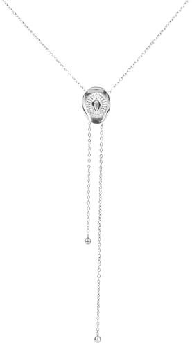 Mikovivi Collier Chapeau Cowgirl Western, Accessoires Cowboy Cravate Bolo Vintage Collier Long Pendentif Bijou Tendance Cadeau Femme Concert Country (Argent)