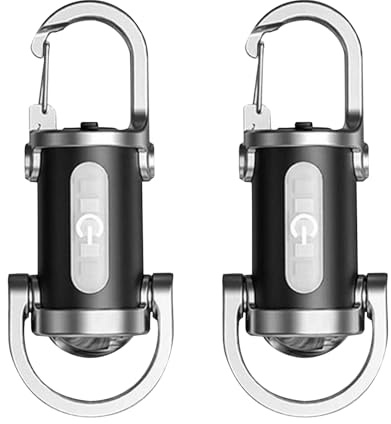 Skywolfeye 2 Pack Rechargeable Keychain Flashlights, EDC Mini Keychain Flashlight 6 Light Modes Waterproof, Compact Pocket COB Light for Night Working, Running, Walking, Camping, Fishing, Hiking