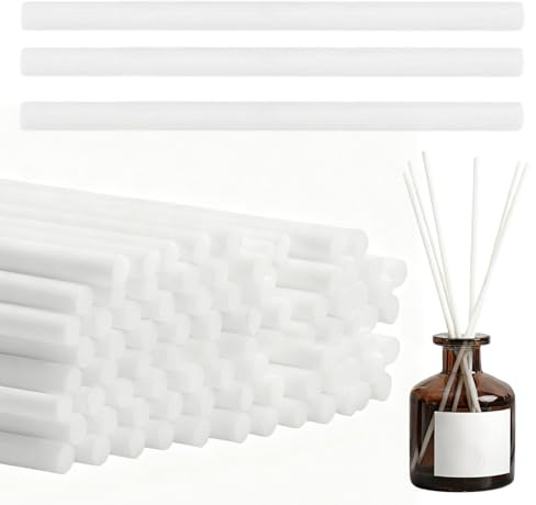 ZALAOR 50PCS White Reed Diffuser Sticks – 30cm x 4mm Thick Long Diffuser Reeds for Essential Oils & Aroma Diffusers – Natural Rattan Replacement Refill Sticks for Home, Spa & Bedroom Fragrance