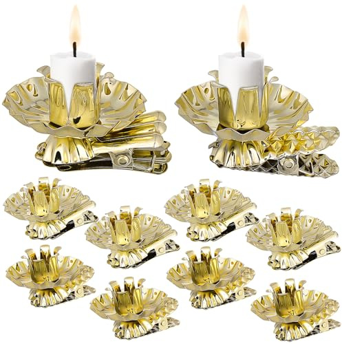 BESPORTBLE Lot de 20 Pinces Porte-Bougie en Métal Doré pour Bougeoir de Noël Clips Décoratifs C et M Supports pour Sapin Décoration Festive et Porte-Bougies à Pince pour Fêtes de Fin