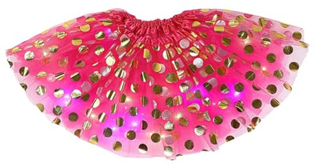 Kelandoom Jupe Tutu Bebe Fille Néon Coloré Et Lumineux pour Petites Filles Robe Ete 10 Ans Tulle Blanche Costume Enfant Carnaval Deguisement Princesse De Danse Ballet (Rouge,2-5 Ans)
