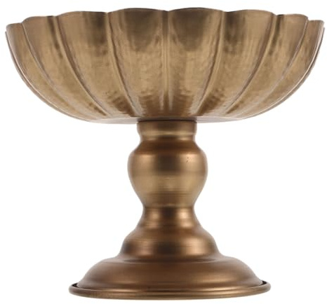 MALUGOGO Jarrón de Compota Dorado Vintage de Hierro Pedestal para Arreglos de Flores o Artificiales, Fácil Mantenimiento para Decoración Diaria o Bodas