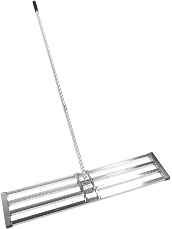 Hamwesh Rastrillo Nivelador de Césped, Cabezal Nivelador de 47,2 X 10,2 Pulgadas, Herramienta de Nivelación de Suelo Resistente de Acero Inoxidable 304, Rastrillo de Paisaje con 3 Bielas para Patio