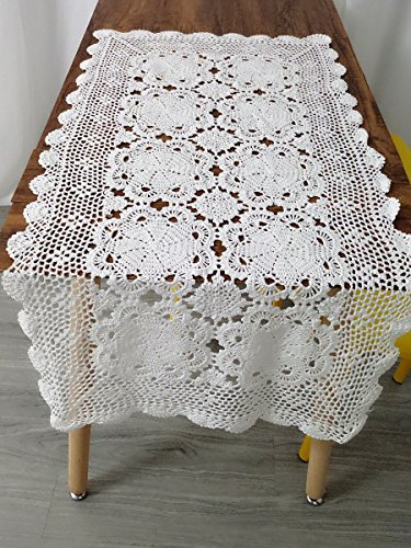 Laivigo Handmade Crochet Lace Table Cloth Doilies Doily,Rectangle,24 x 31 Inch,White
