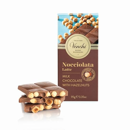 Venchi Milk Chocolate Hazelnut Bar 100g- with Whole Piedmont Hazelnuts - Gluten Free