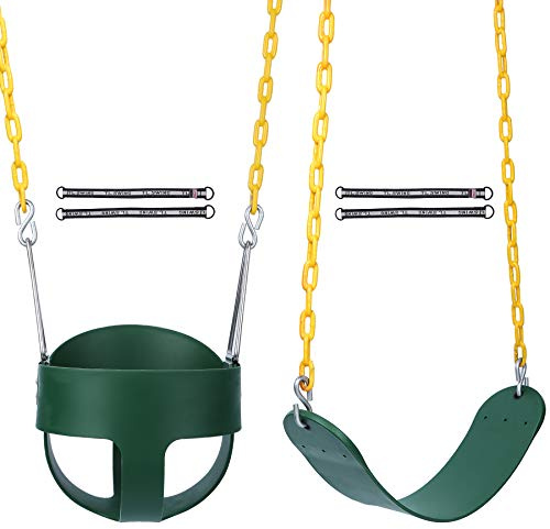 RedSwing High Back Full Bucket Swing with Heavy Duty Swing Seat Combo Pack (Triangle and Chain Dip), Tree Straps Included