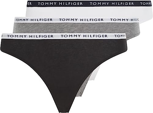 Tommy Hilfiger Damen Strings Tangas, Mehrfarbig (Medium Grey Heather/White/Black), M