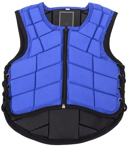 Vbestlife Nylon Kids Equestrian Vest, Safety Foam Padded Horse Riding Protective Gear Children's Equestrian Body Protector Blue(CL)