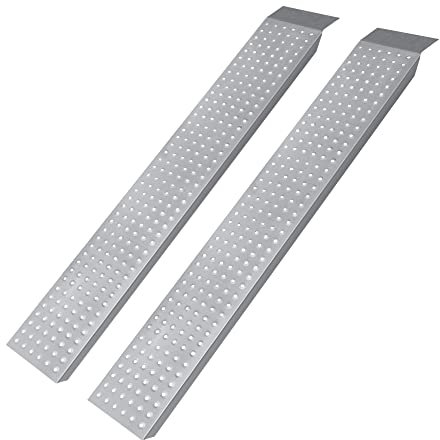 UISEBRT Rampa di carico fino a 400 kg, rampa di carico in acciaio zincato, 135 cm, guida di carico antiscivolo, per auto, moto, rimorchio, tosaerba, 135 cm, argento