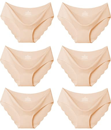 Kiench Mädchen Unterhosen Nahtlose Unterwäsche Hipster Slips 6er-Pack Hautfarben EU Größe 146-152/9-10 Jahre Etikett S