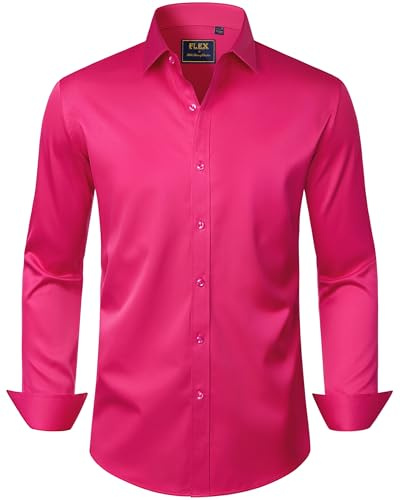 J.VER Mens Shirts Long Sleeve 4-Way Stretch Business Casual Formal Shirt | Dress, Regular Fit, Work, Office, Smart, Wedding, Party, Elastic, Non Iron, Button Down, Pocket, Dinner, Top, Fashion