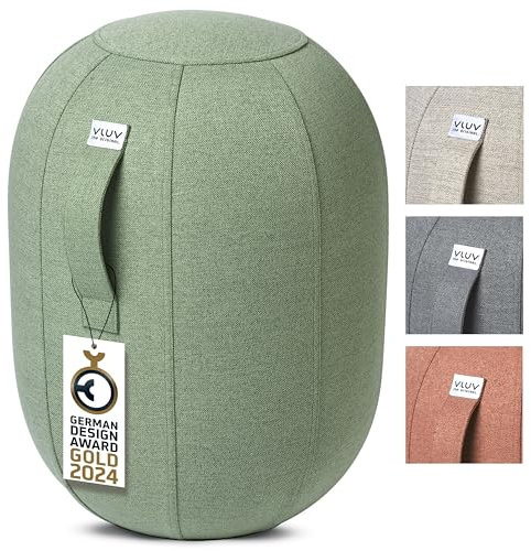 VLUV® KAPSUL SOVA Balance-Kapsel [Atmungsaktiv mit Tragegriff und Wegrollschutz] Waschbarer Stoffbezug | Ergonomischer Hocker | Schreibtischhocker | Wackelhocker | Sitzball Büro Ergonomisch