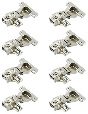 LIKERAINY 95Deg Full Overlay Face Frame Hinge 40mm with Hydraulic Damper for Heavy and Thick Door Compact Soft Closing Short Mini Hinges for Cabinet Cupboard Wardrobe Pack of 8