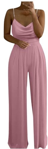 KBOPLEMQ Combinaison festive élégante pour femme - Été - Chic - Mariage - Longue tenue d'invité de mariage - Salopette légère - Jambes larges