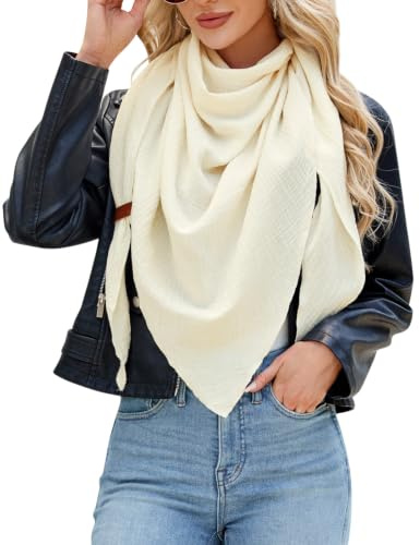 PASUDA Écharpe Femme Echarpe Triangle Foulard Coton Doux Châle Léger Cheche Confortable Longue Couleur Unie Classique et Élégante Scarf Écharpe Été Automne Printemps