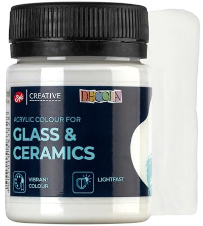 Decola Weiss Porzellanfarbe | 50ml Permanente Farbe für Glas und Keramik | Hohe Deckkraft auf dunklen Oberflächen | Hergestellt von Nevskaya Palitra