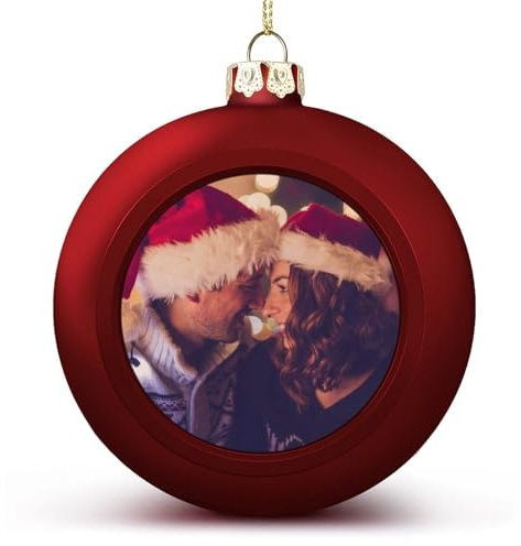 Personalisiertes Fotokugel-Ornament, individuelle Weihnachtskugeln, dekorativer Ball, fügen Sie Ihren individuellen Fotobildtext hinzu, Weihnachtsschmuck für Zuhause, Weihnachtsbaumschmuck (groß)