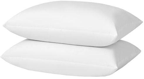 basic home® Queen Size Goose Feather & Down Bed Pillow - 100% Odorless Sleep Pillow for Neck Support & Cooling Comfort - 233TC Cotton Cover with Anti-Poke Liner Queen 20x28 inch