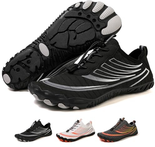 Acfoda Zapatos de Agua Hombre Mujer Barefoot Zapatillas de Surf Piscina Playa Transpirable Secado Rápido Antideslizante Escarpines Negro 43