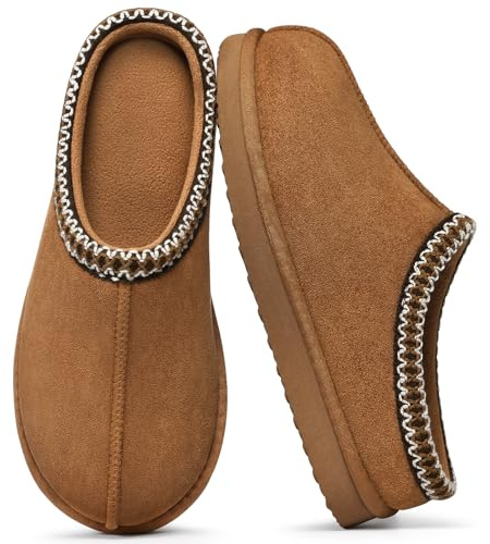 Litfun Memory Foam Slippers for Women Cozy Warm House Shoes Indoor and Outdoor, Chestnut 42/43