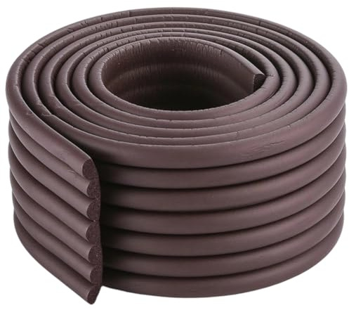 CREATCABIN 6.56 Ft Edge Protector Brown Safety Bumpers Edge Guards Anti-Collision Strip Edge Padding with Adhesive Extra-Wide Soft Rubber Foam Padding Furniture Desk Edge Cushion Wall Corner Covers