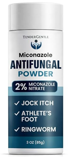 TenderGentle Miconazole Antifungal Powder, 3oz - Good for Jock Itch, Ringworm, and Athletes Foot - for Discomfort, Scaling, Cracking, and Itching Powder