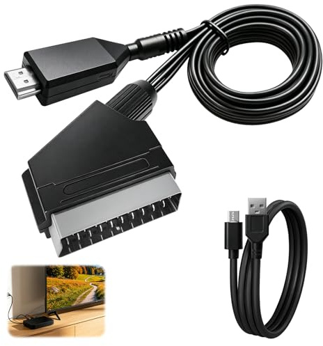 Cable Adaptador Euroconector a HDMI 1080P, SCART to HDMI Cable Alimentación