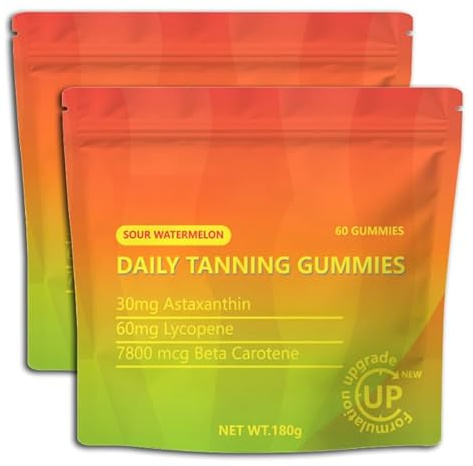 Tanning Gummies, Solfri Solning, Astaxanthin, Betakaroten, 2st