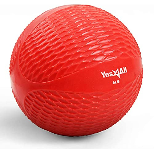 Yes4All Balle tonifiante lestée Douce/médecine Ball et Anneau de Pilates d'exercice – Plusieurs Couleurs et Poids Disponibles (Rouge – 2,7 kg)