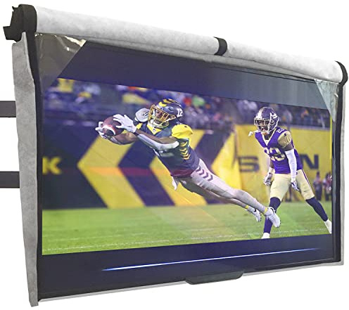Outdoor TV Cover 55 inch - WITH FRONT FLAP - Weatherproof, Waterproof protection, Soft Interior, With Bottom cover - Gray