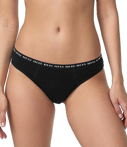 Nur Die Alles Geregelt Perioden-Unterwäsche für mittelstarke Blutung waschbarer saugfähiger Slip Bio-Baumwolle, schwarz, L