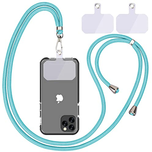 Linkbro Mobiltelefonkedja universal, mobiltelefonsnodd, universell mobiltelefon som hänger runt halsen med vadderad, mobiltelefonsnodd, justerbar och avtagbar., 1militärblå, Hand washable and machine