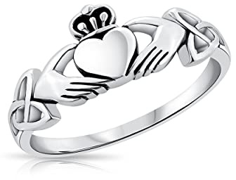 DTPsilver® Bague Claddagh en Argent Fin 925 - Amour, Loyauté et Amitié - Avec Nœud Celtique