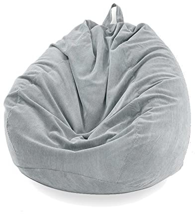FANSU Einfarbig Sitzsack Waschbar Ohne Füllung für Kinder Erwachsene Outdoor Indoor Stofftier Aufbewahrung Mit Reißverschluss (100x120cm, Flach Grau)