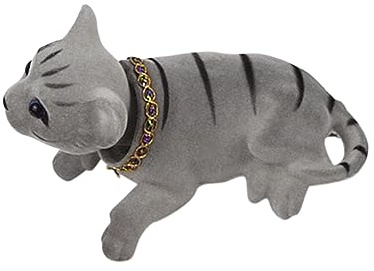 predolo Autodekoration Wackelkatze Ornament Wackelkopf Kitty Kreatives Auto-Innenzubehör für den Schreibtisch, GRAU