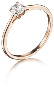 inSCINTILLE Anillo Solitario de Mujer en Plata de Ley 925 con Circonita Cúbica, Anillo de Compromiso con Caja de Regalo (Oro rosado, 10)