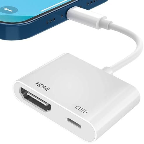 Omivine Lightning auf HDMI Adapter 1080P Digital AV Adapter, Video & Audio Sync Screen HDMI Converter Compatible with HDTV/Projector/Monitor - Plug and Play, No Power Required