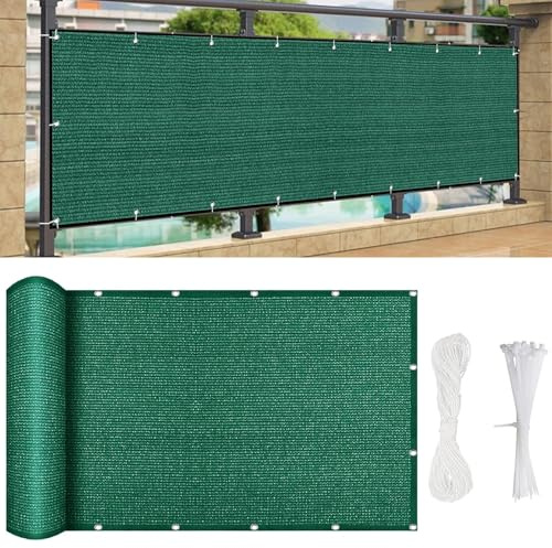 Pantalla de Privacidad Balcón 700 x 30 cm Transpirable Protección Visual, Balcón Malla Ocultacion Jardín, para Terraza, Patio y Balcón, Verde Oscuro